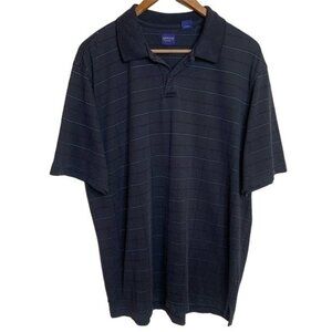 Arrow Polo Shirt Black Pinstripe Plaid Casual Cotton Blend Men’s Size Large